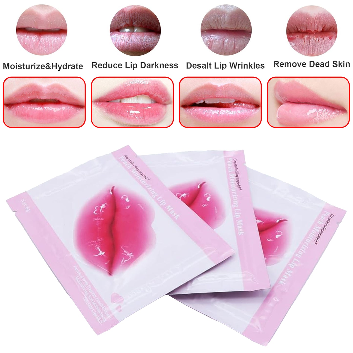 20 Pairs Lip Masks & Eye Masks,V- Face Lift Strap, 24K Gold Gel Crystal Collagen Eye Pads,Moisturizing Lip Mask Crystal Pads,Under Eye Patches for Dark Circles,Eye Bags, Wrinkles, Full face care