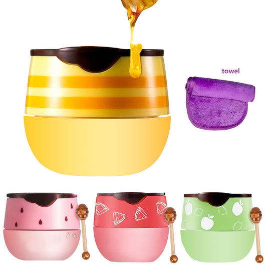 4 PCS Moisturizing Propolis Lip Mask,Apple Strawberry Watermelon Bee Lip Balm Honey Pot,Overnight Moisturizing Hydrating Prevention Dry and Crack Lip Scrubs Exfoliator Wrinkle Care Sleeping Lip Mask
