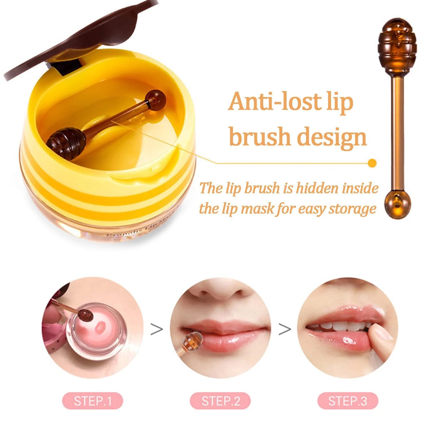 4 PCS Moisturizing Propolis Lip Mask,Apple Strawberry Watermelon Bee Lip Balm Honey Pot,Overnight Moisturizing Hydrating Prevention Dry and Crack Lip Scrubs Exfoliator Wrinkle Care Sleeping Lip Mask